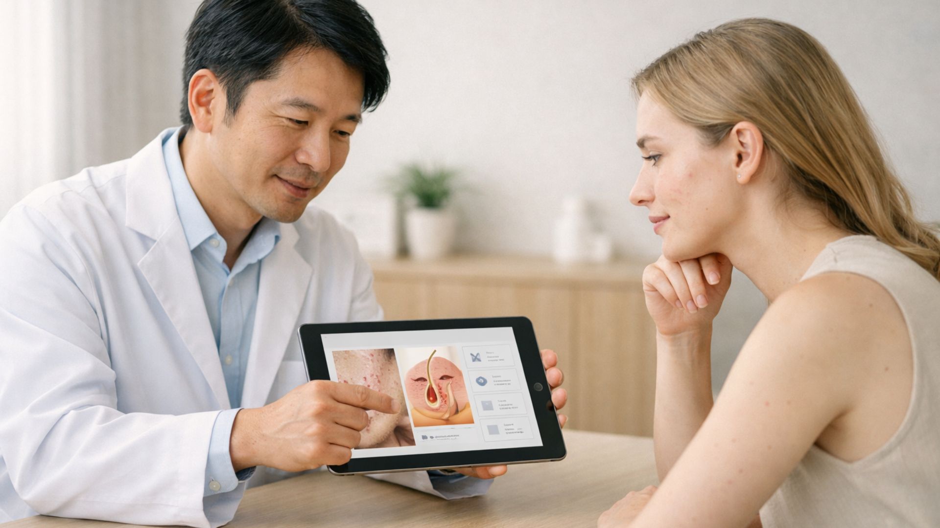 Acne treatment consultation at a Tokyo dermatology clinic