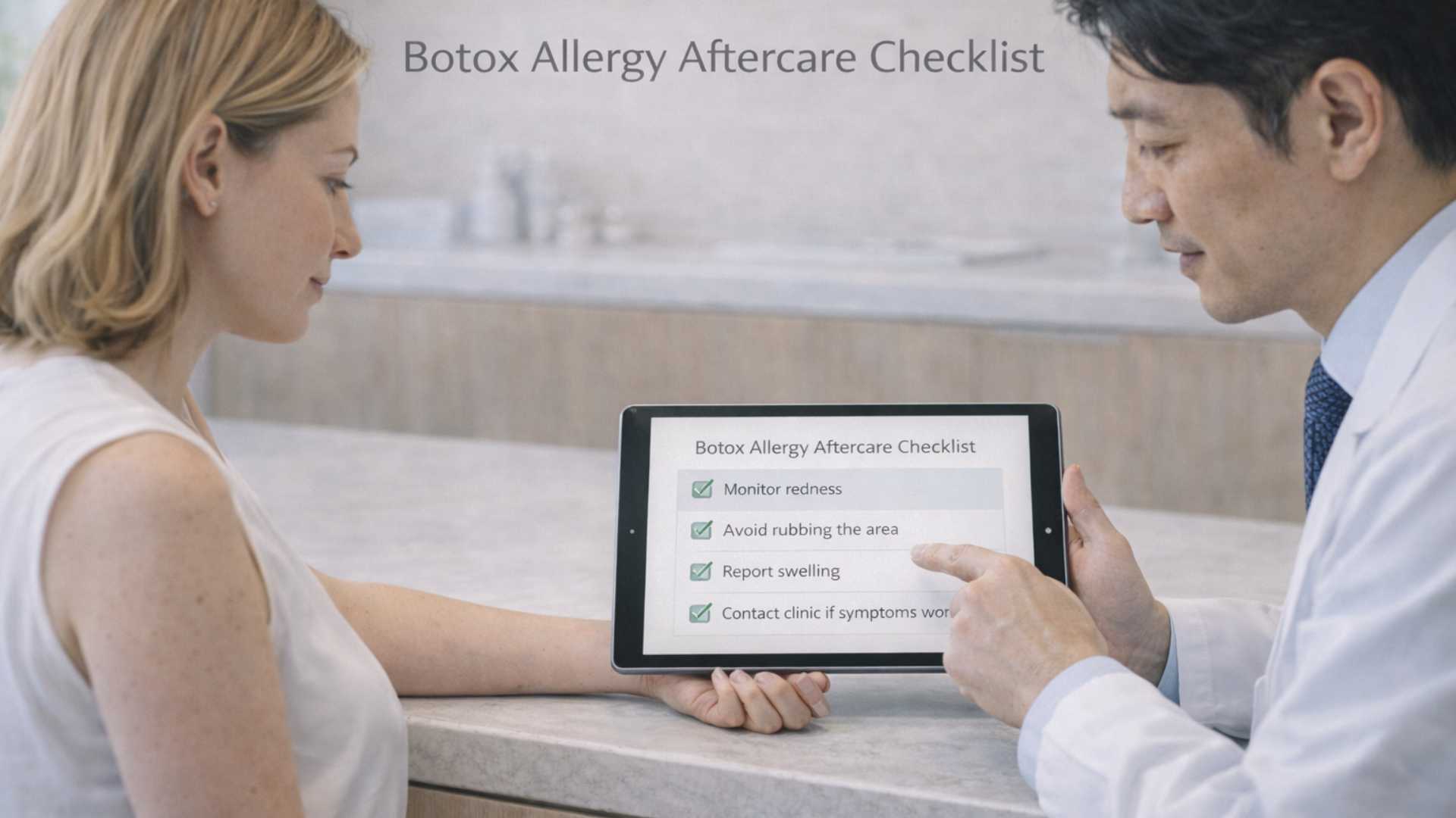 Aftercare checklist illustration for Botox treatment at a Japanese clinic