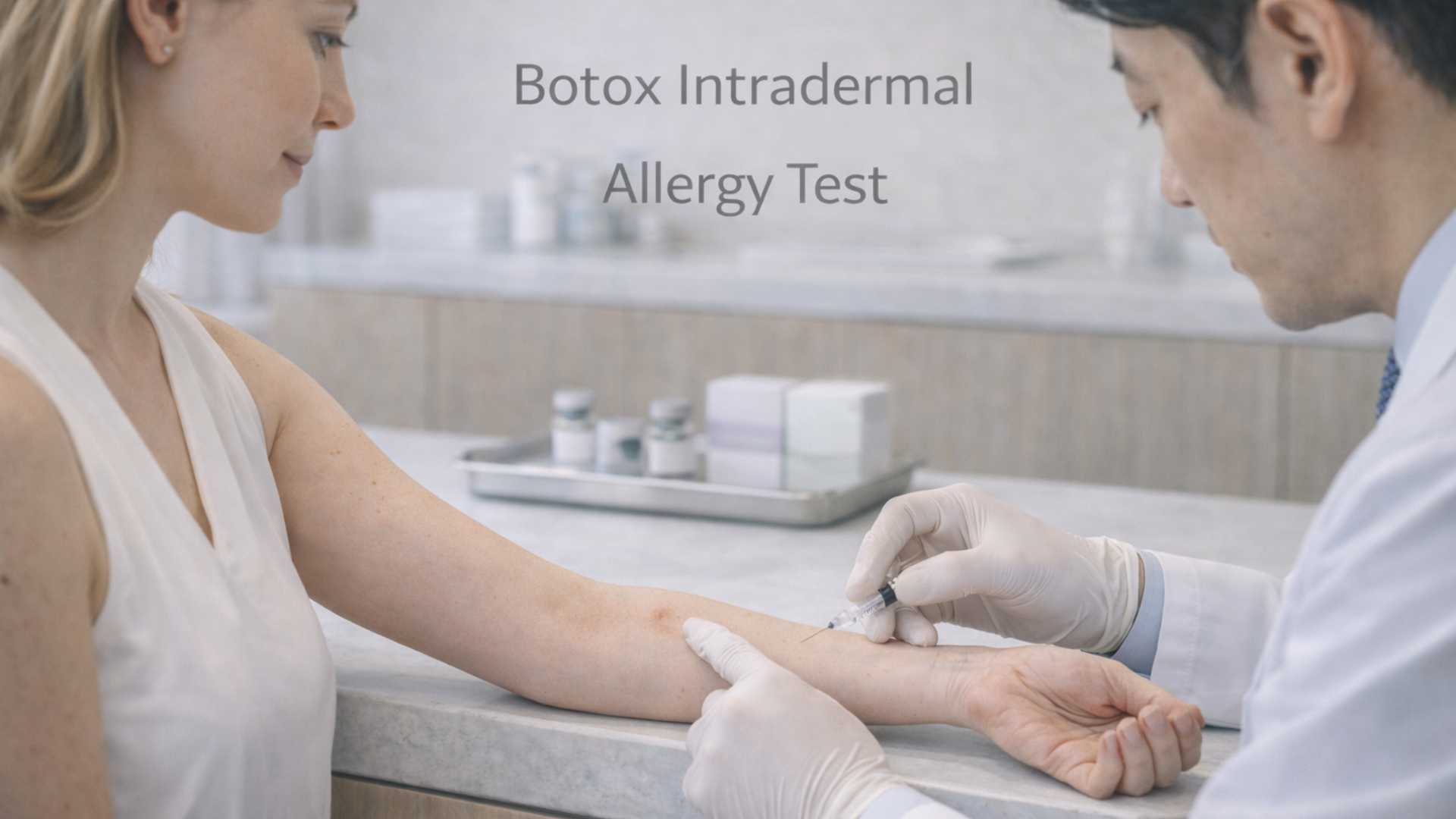Illustration of intradermal allergy skin test on forearm before Botox injection