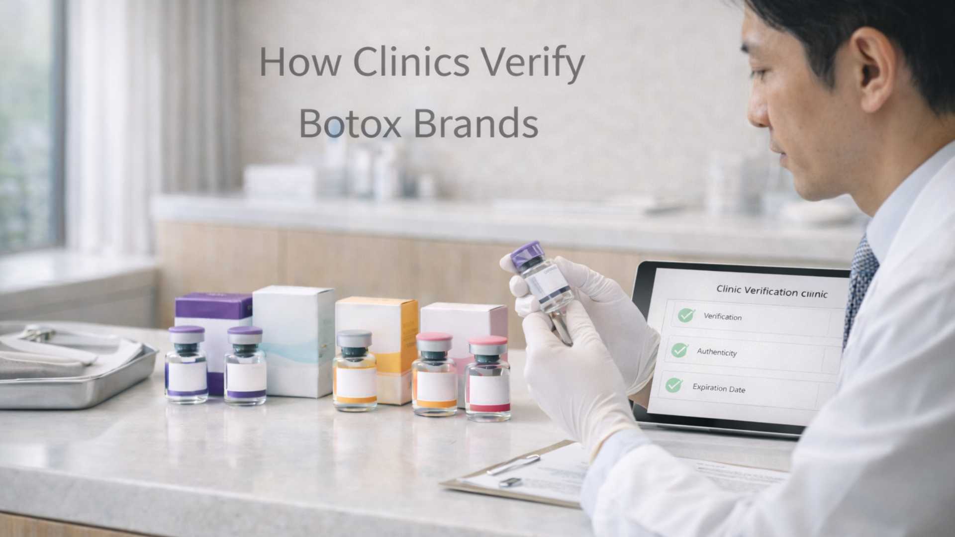 Patient verifying Botox brand and vial at a Japanese clinic before injection