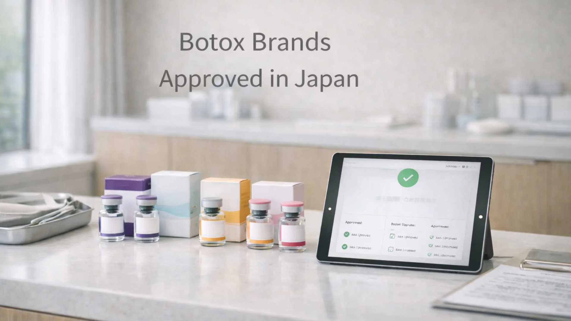 MHLW approval document concept illustration — Botox Vista as the only approved cosmetic botulinum toxin in Japan
