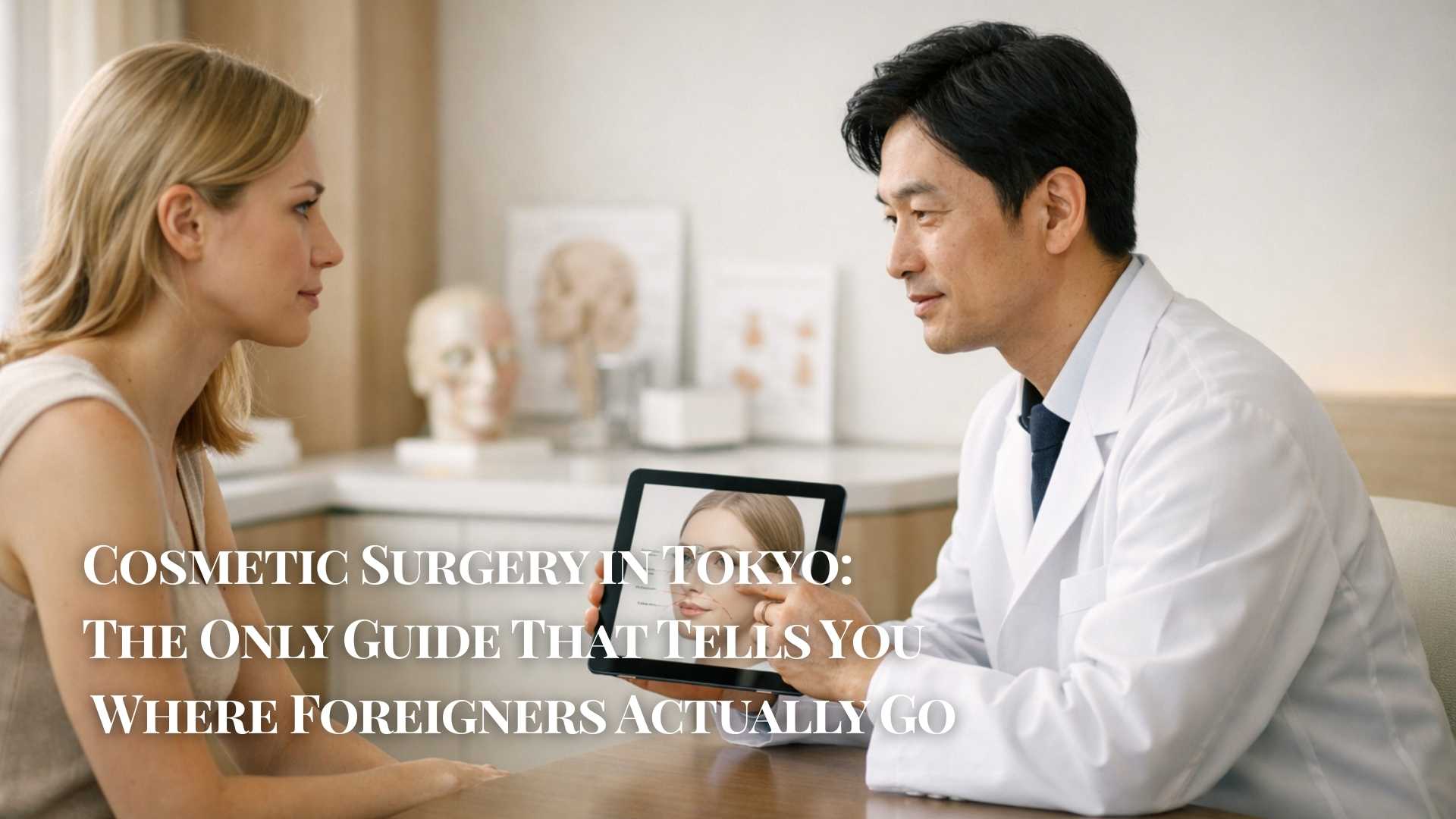Tokyo skyline with aesthetic clinic district — comprehensive cosmetic surgery guide for foreigners visiting Tokyo