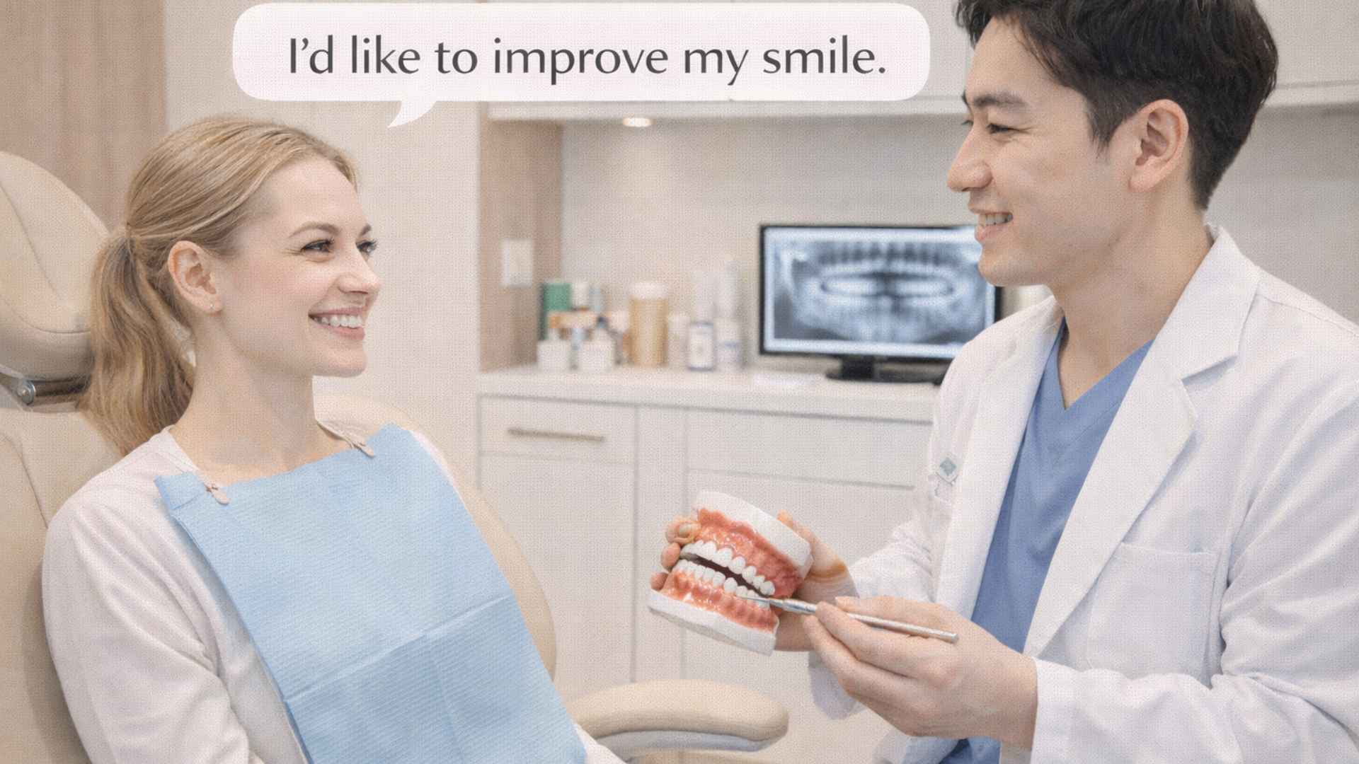 Patient and dentist communicating during consultation at a Japanese dental clinic