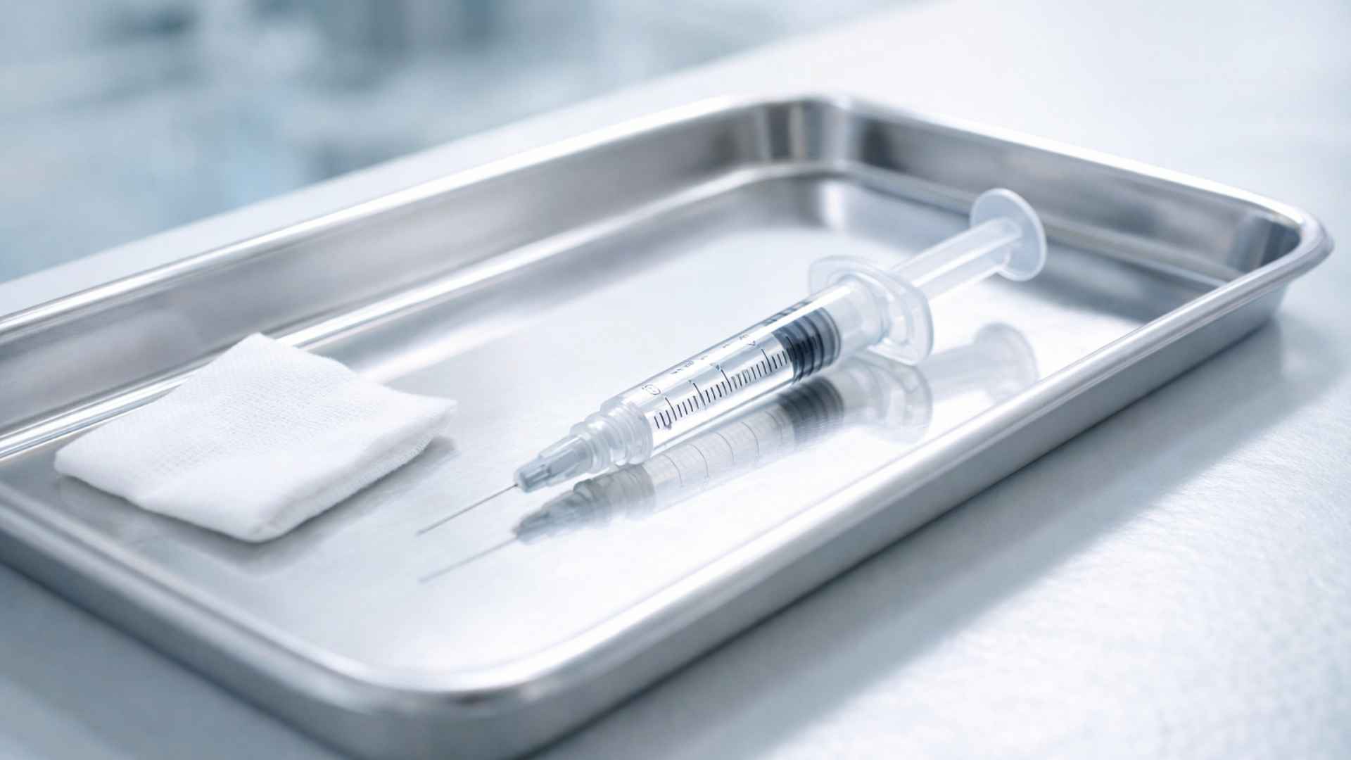 Hyaluronic acid filler syringe prepared on sterile tray at a Japanese aesthetic clinic