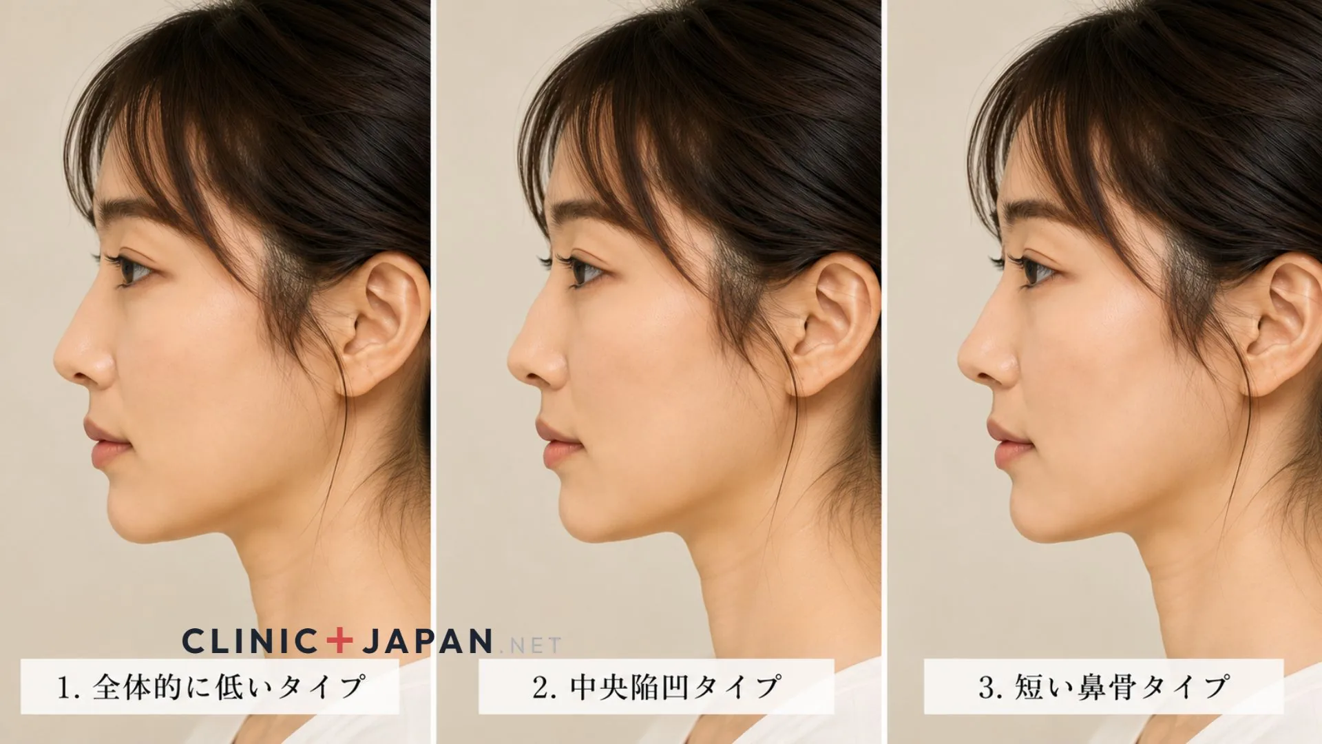 鼻根（びこん／radix）の解剖と低い鼻根の3タイプ
