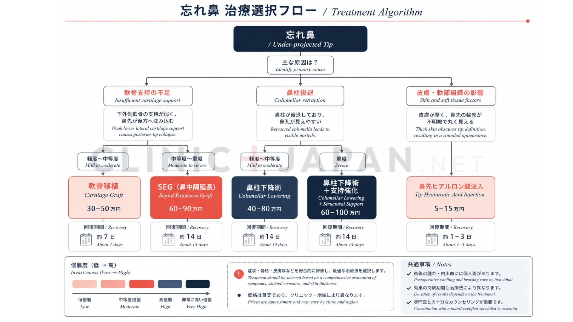 忘れ鼻の手術アプローチ — タイプ別の術式選択