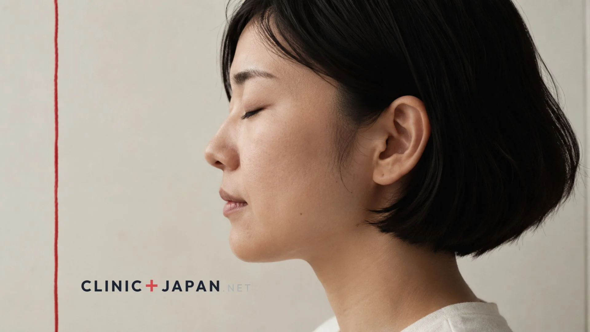 横顔で目を閉じる女性 — 二重切開法の解剖学的なまぶたのライン