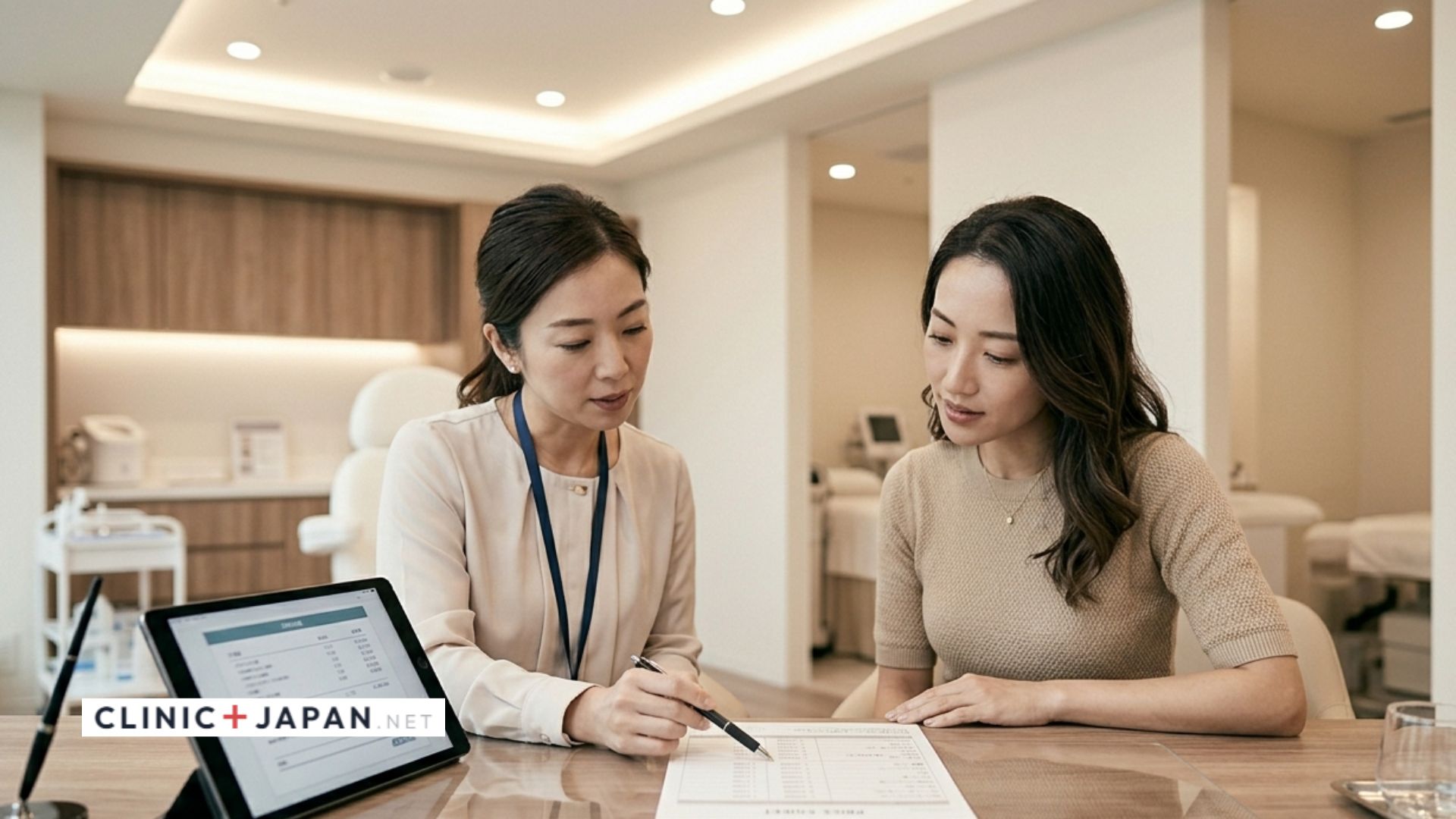 糸リフトのカウンセリング — 医師がフェイスラインにマーキング