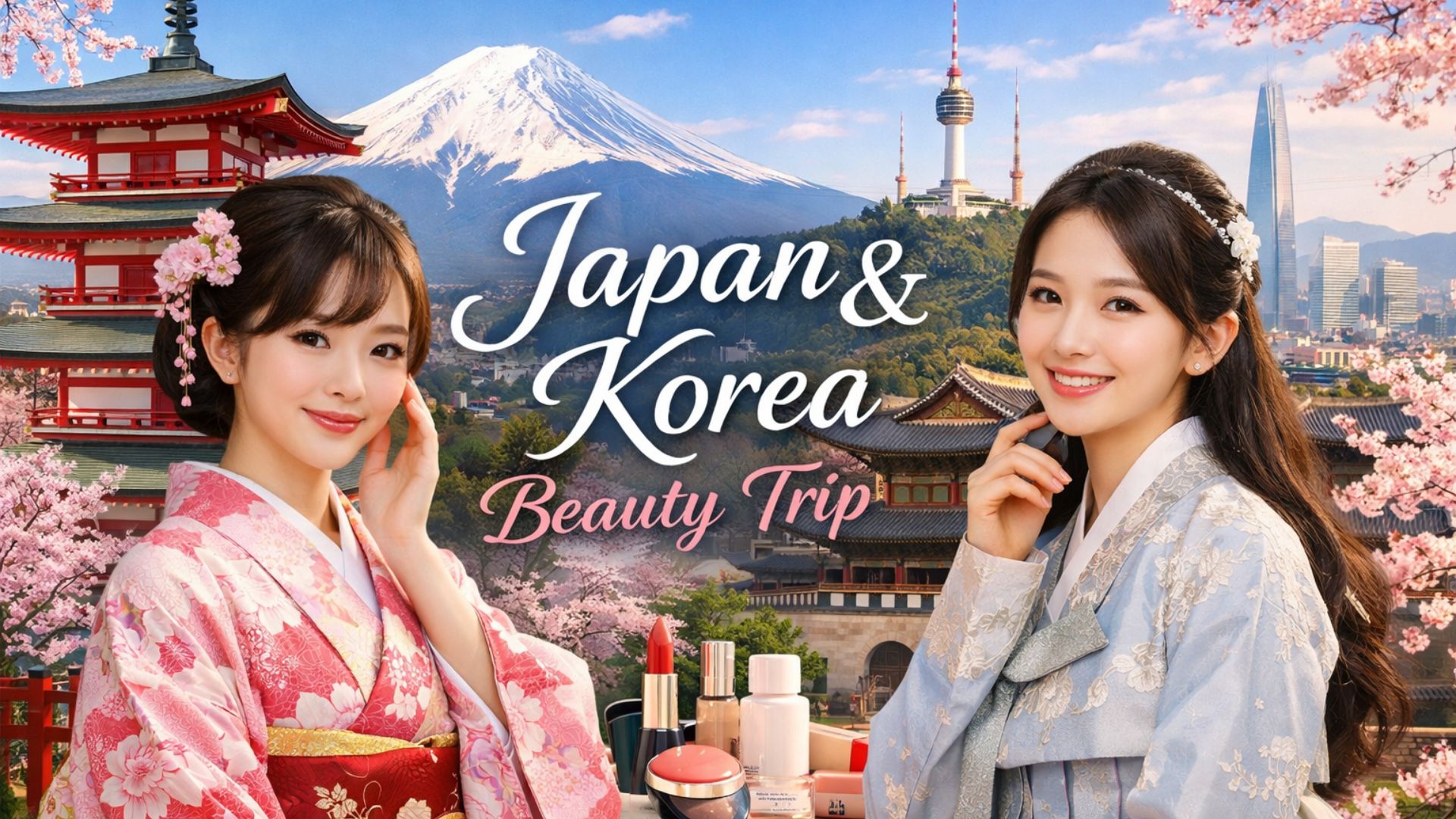 Seoul Gangnam and Tokyo Ginza clinic districts split view