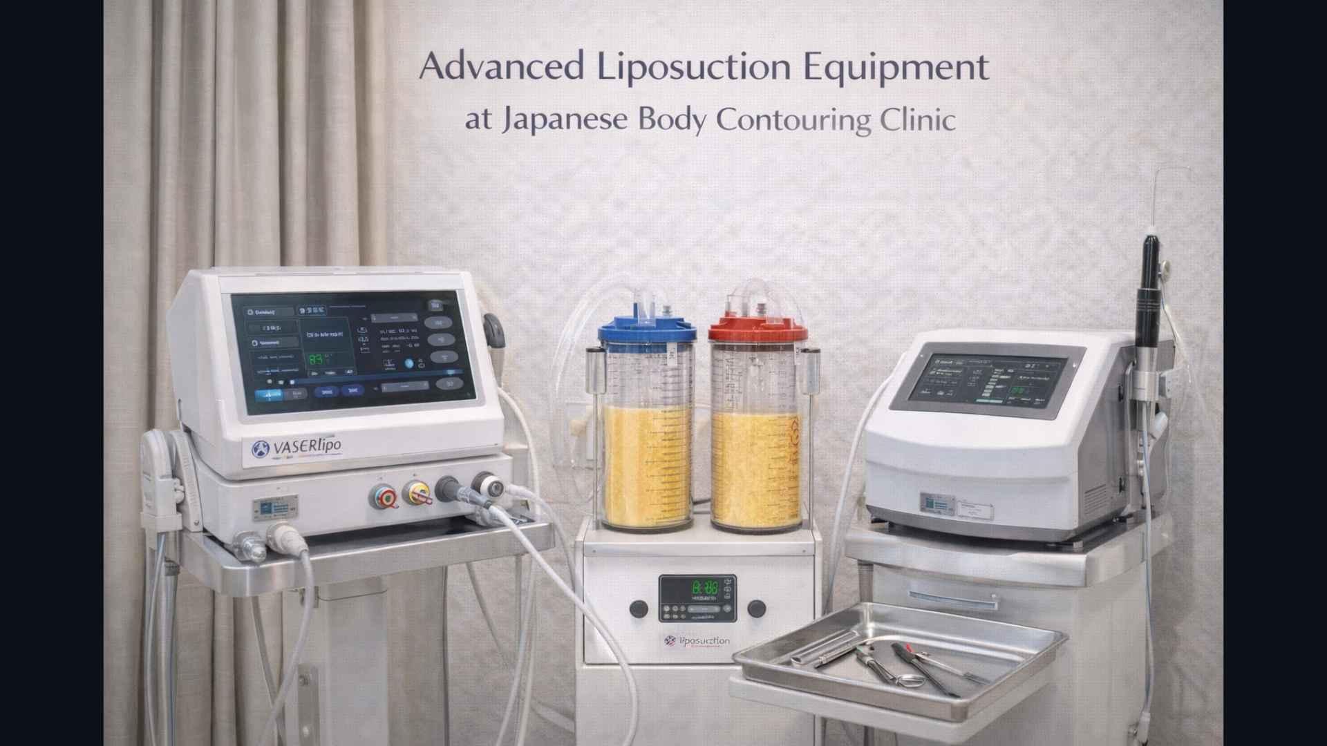 Advanced liposuction equipment setup at a Japanese body contouring clinic