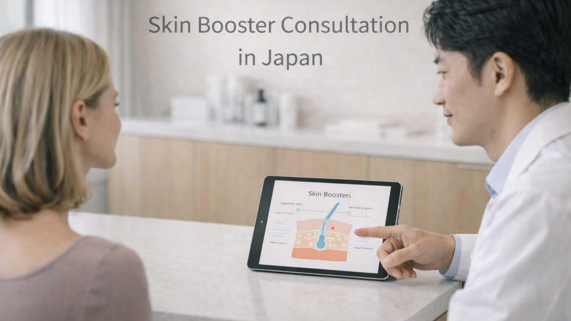 Patient consultation for skin booster treatment at a Japanese dermatology clinic