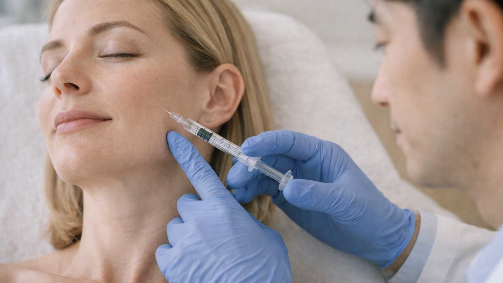 Rejuran skin booster micro-injection pattern on facial skin at a Japanese dermatology clinic