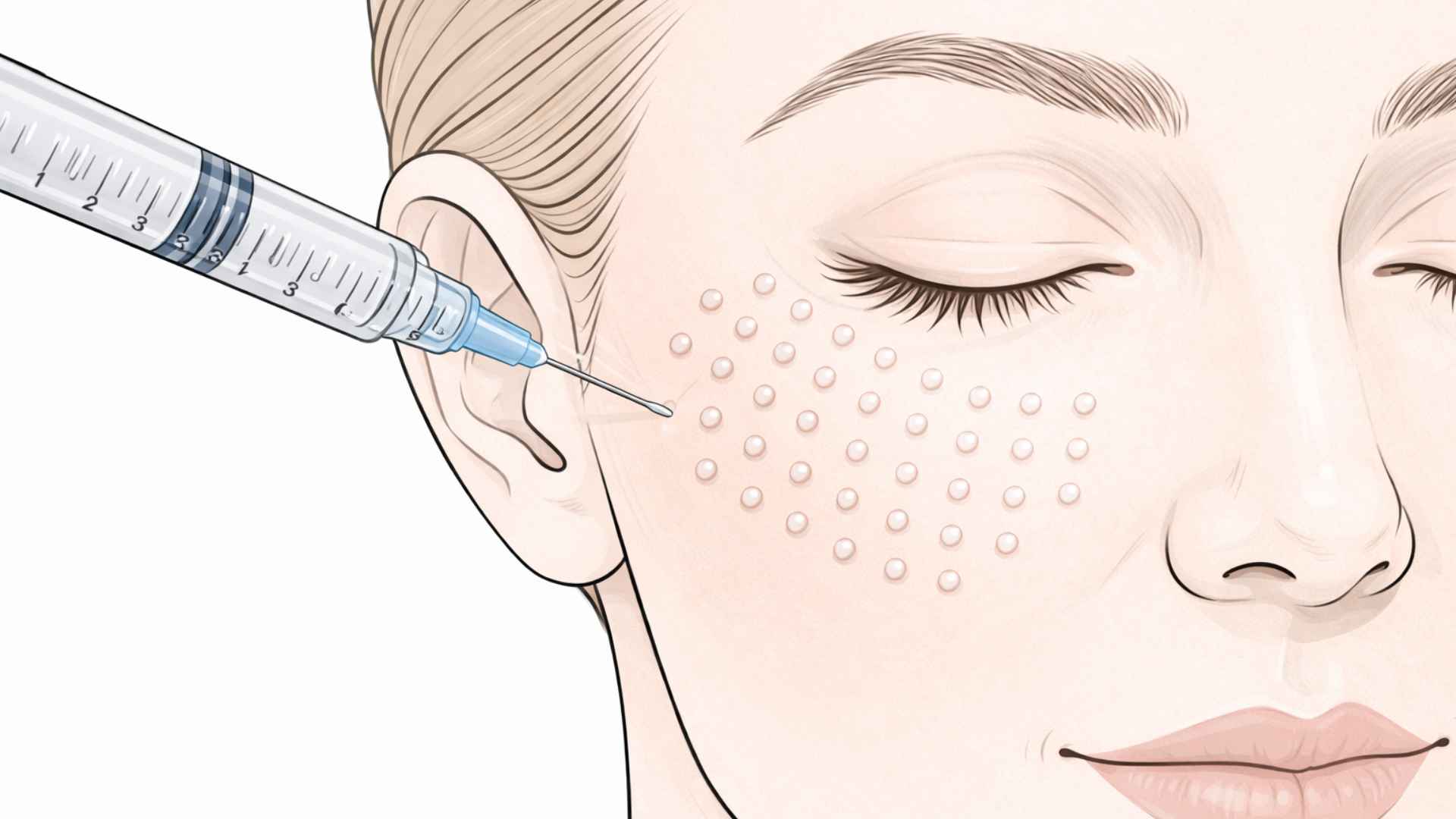 Rejuran skin booster micro-injection treatment on facial skin at a Japanese clinic