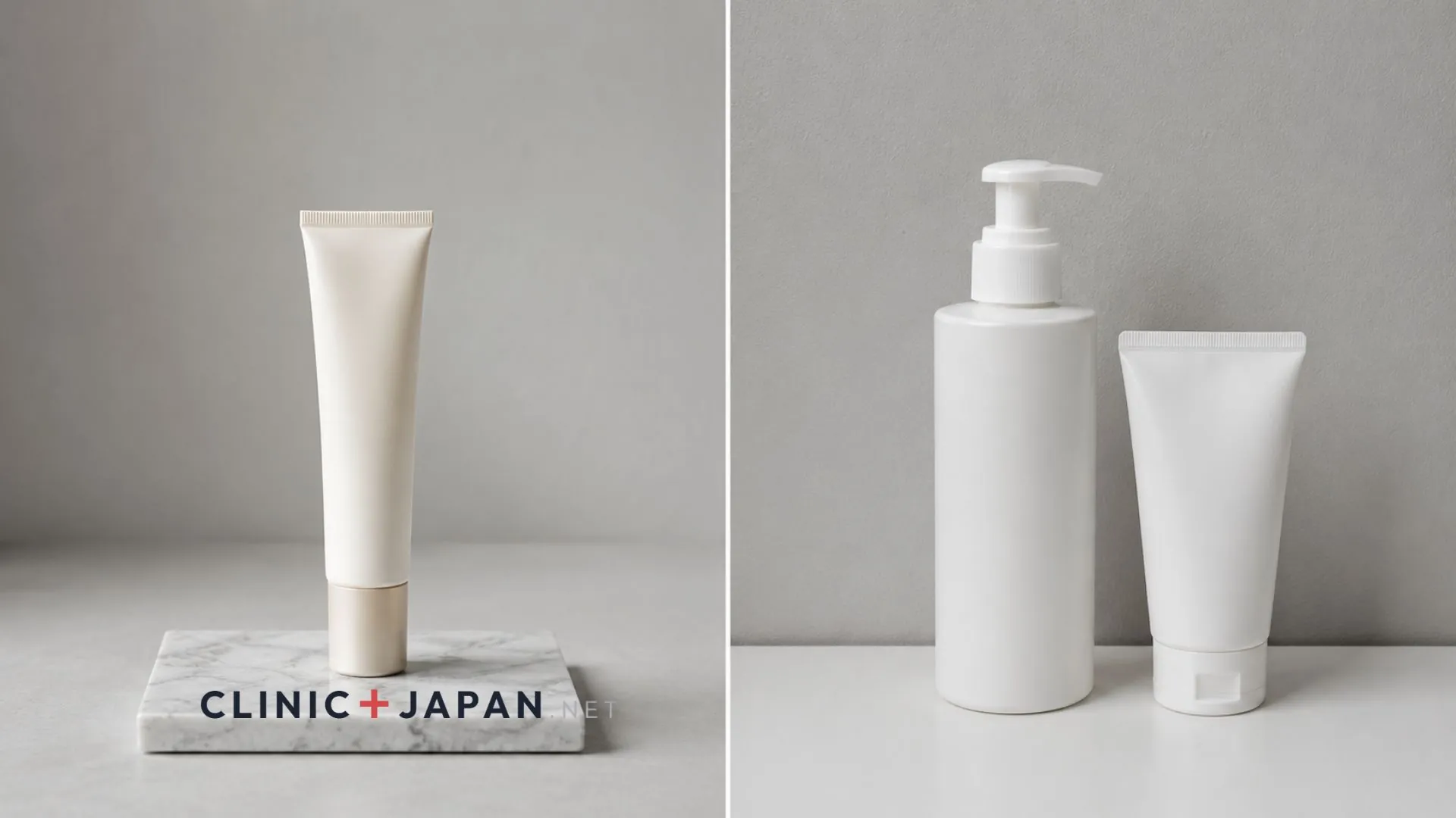 Side-by-side comparison of a Tatcha Rice Wash tube against Japanese drugstore cleansers with price labels showing the cost difference