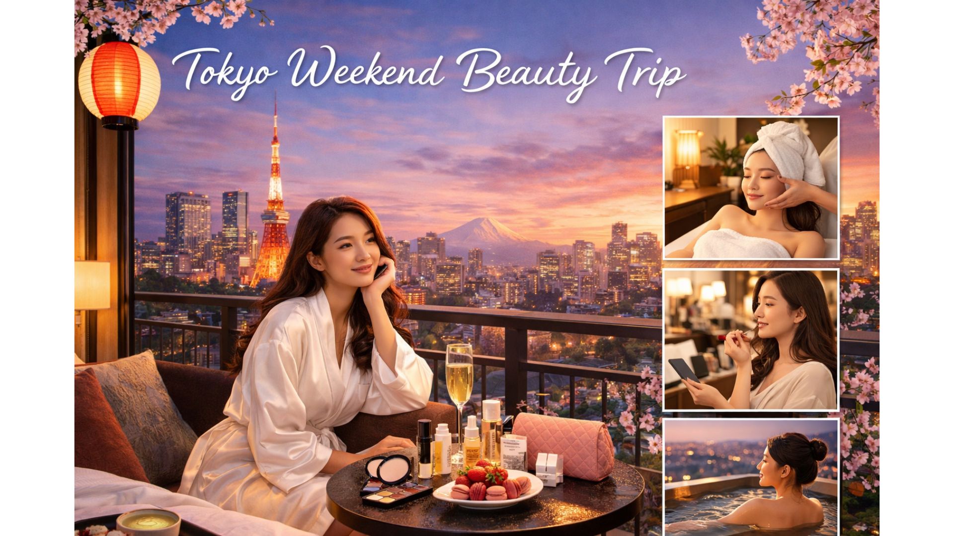 Tokyo Ginza street with aesthetic clinic signs at night